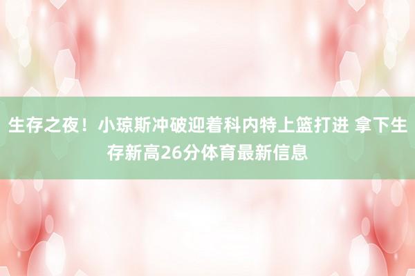 生存之夜！小琼斯冲破迎着科内特上篮打进 拿下生存新高26分体育最新信息