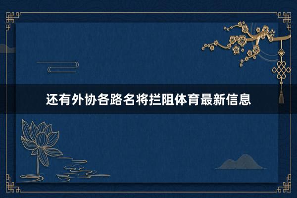 还有外协各路名将拦阻体育最新信息