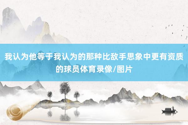 我认为他等于我认为的那种比敌手思象中更有资质的球员体育录像/图片