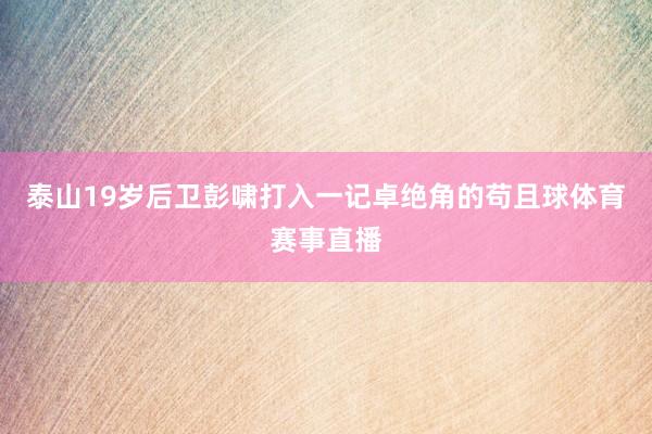 泰山19岁后卫彭啸打入一记卓绝角的苟且球体育赛事直播