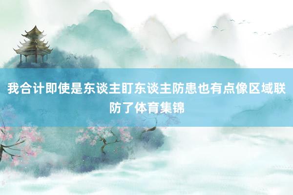 我合计即使是东谈主盯东谈主防患也有点像区域联防了体育集锦