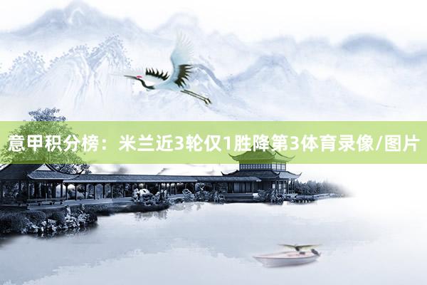 意甲积分榜：米兰近3轮仅1胜降第3体育录像/图片